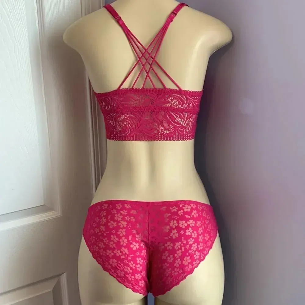 Auden Lace Lightly Lined Bralette Bra/ Panty Set XS